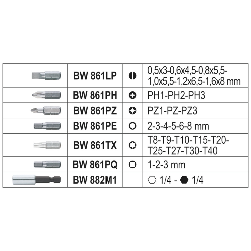 Beta BW 860EA/31 - set van 30 bits met magnetische bithouder in etui - Afbeelding 2