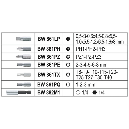 Beta BW 860EA/31 - set van 30 bits met magnetische bithouder in etui - Afbeelding 2