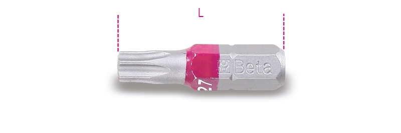 Maattekening Beta 860RTX Bits voor schroeven met Tamper Resistant Torx profiel, gekleurd