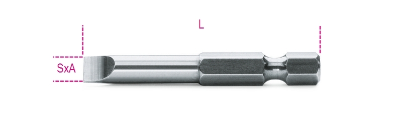 Maattekening Beta 862LP Bits voor sleufschroeven