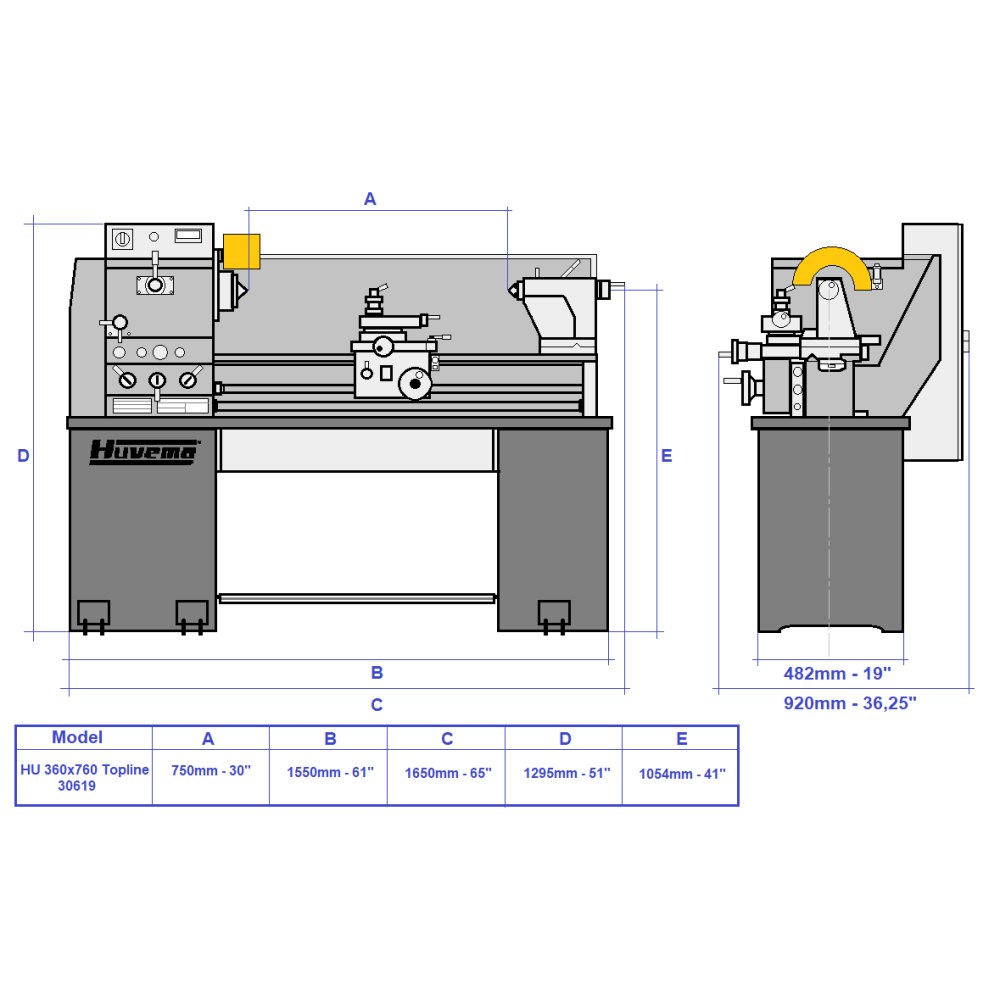 Huvema 30619 · 26 · HU 360x750-4 Topline DRO