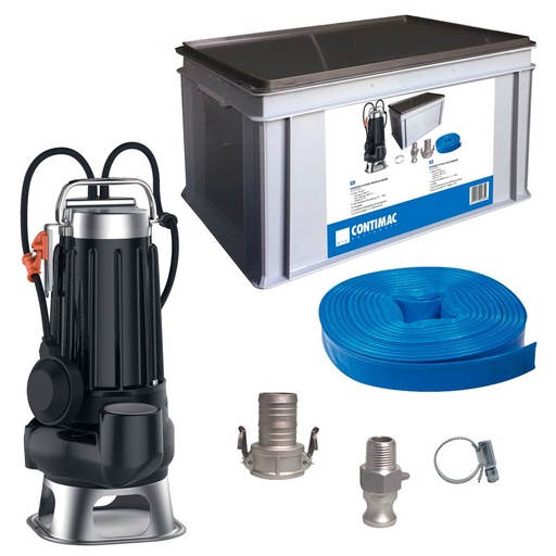 Citypumps Flood Kit 4: dompelpomp Titan 10 met vlotter, 25 m slang en camlock-koppelingen in koffer