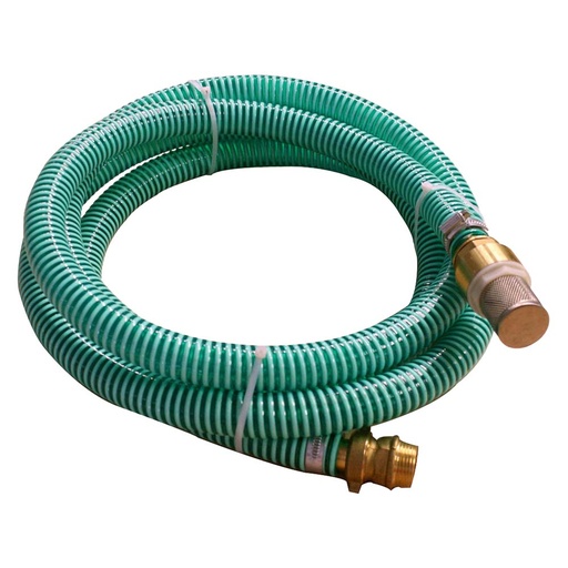 Marina aanzuigslang 1", 7 m, met voetklep en messing zuigkorf
