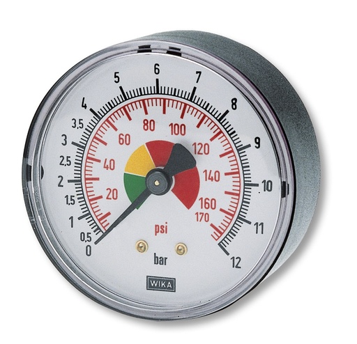 Contimac manometer Ø 40 mm, 0–12 bar, 1/8" achteraansluiting