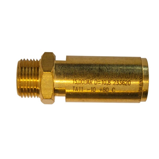 Contimac veiligheidsventiel 15 bar, 3/8" buitendraad
