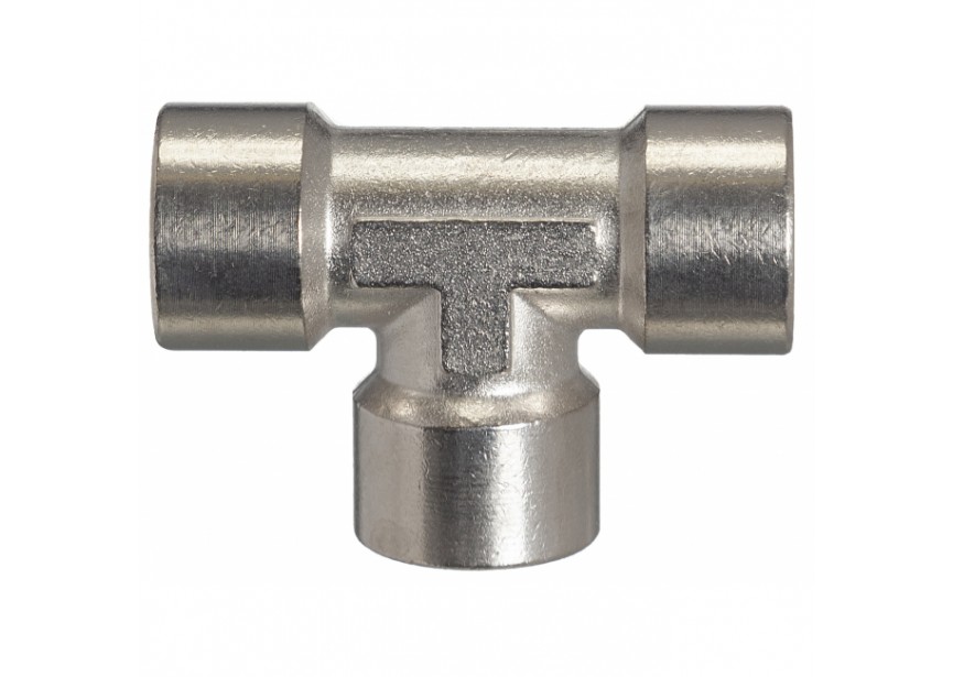 Contimac T-stuk 3 x 1/4" binnendraad, messing