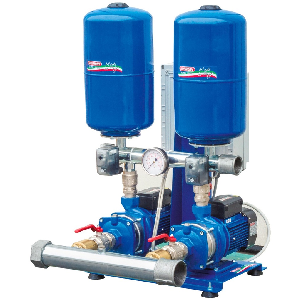Speroni Druksys 2 × RX 4-6 drukverhogingsgroep met schakelkast, 400 V, 2 × 1,1 kW, 2–3,5 bar