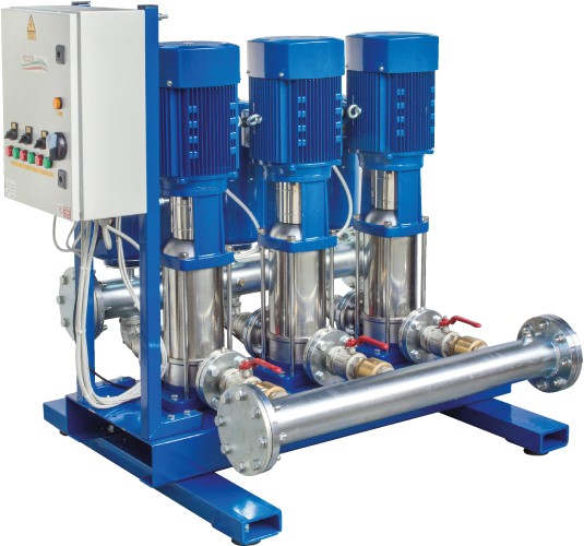 Speroni Druksys 3 × VS 16-6 drukverhogingsgroep met schakelkast, 400 V, 3 × 5,5 kW, 3,5–5 bar