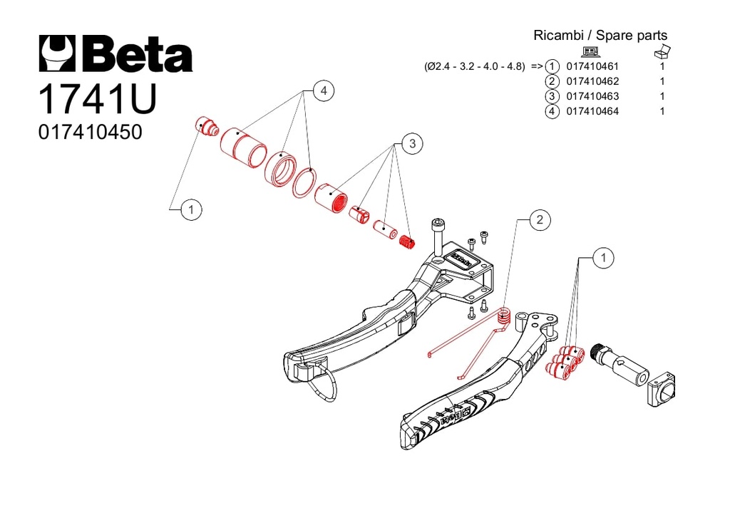 Beta | 1741U R4 | Mondstukhouder voor blindklinktang 1741U | 017410464