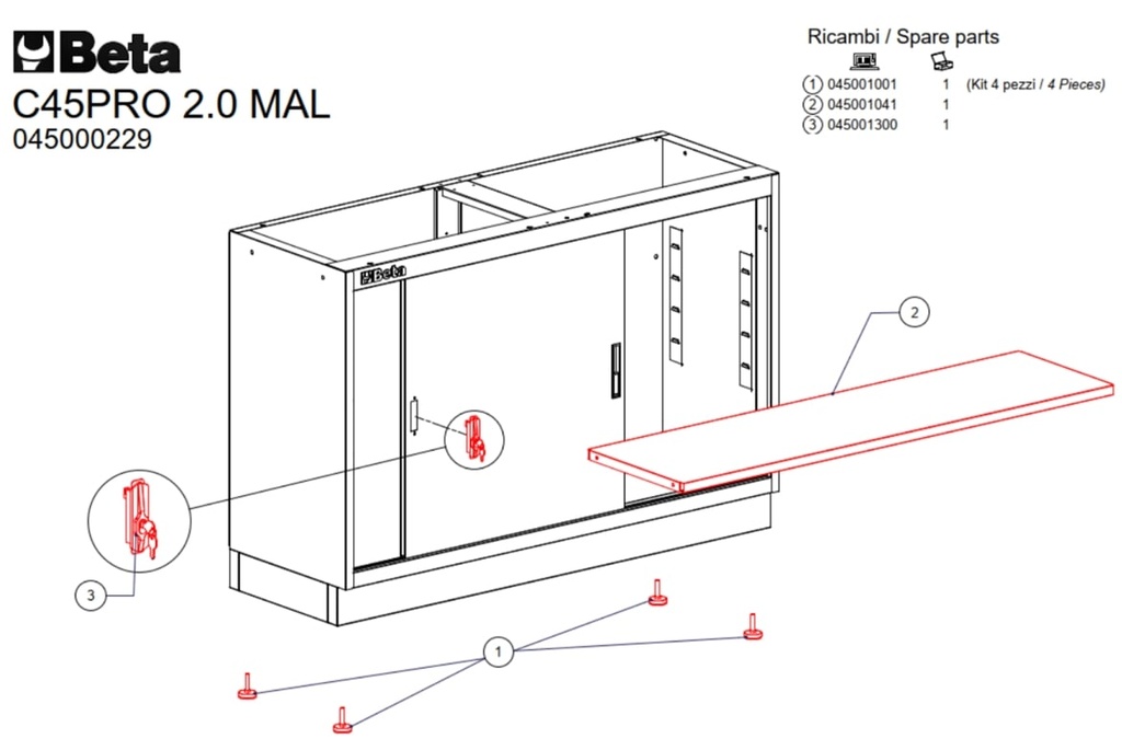 [045001300] Sloten C45pro Mal-mat Mod. voor C45 SR/MAL