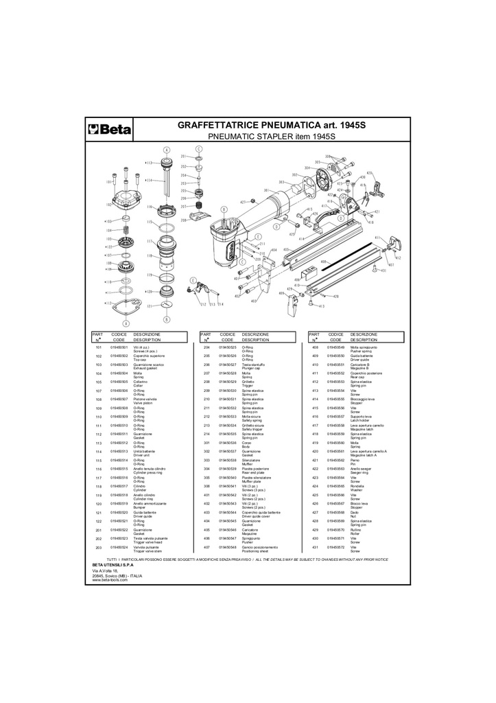 [019450564] 423-screws voor 1945S P