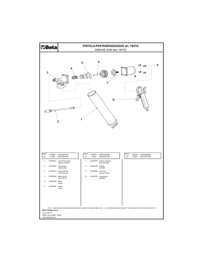 [019470501] Grease Containers voor 1947G P1
