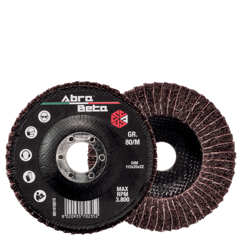 Abra Beta radiale lamellenschijf 115 x 20 mm, korund en vlies
