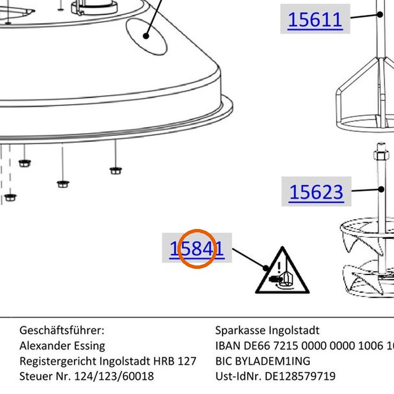 Collomix waarschuwingssticker draaiend gereedschap voor AOX 650 en POX-S