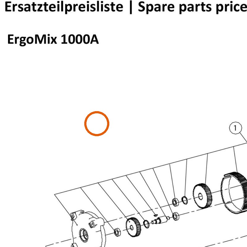 Collomix tandwielkast compleet voor Ergomix 1000, Ergomix 1300 en Unimix 1000