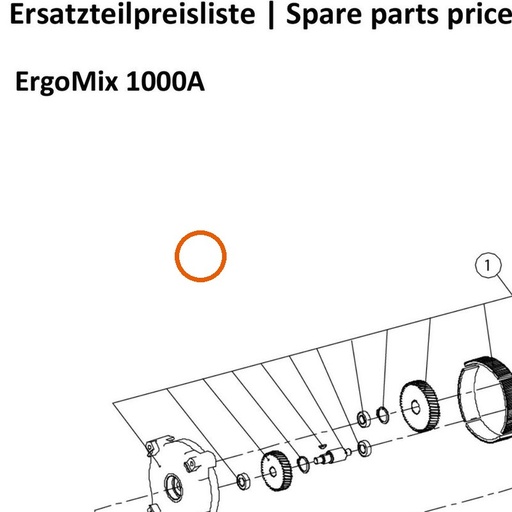 Collomix tandwielkast compleet voor Ergomix 1000, Ergomix 1300 en Unimix 1000