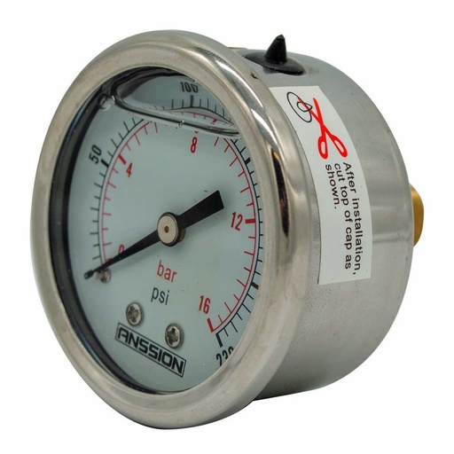 Contimac glycerinemanometer Ø 50 mm, 0–16 bar, 1/4" achteraansluiting voor CM 450 en CM 950