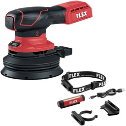 FLEX ORE 2-125 18-EC C + MWL 150 4 | Accu-excentrische schuurmachine 18 V + Multifunctionele hoofdlamp 4 V