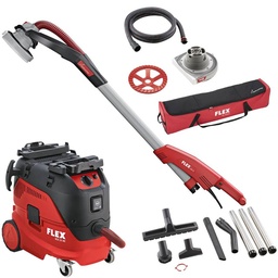 FLEX VCE 33 L AC-Set + GDE 10 Set-Turbo-Jet | Wand- en plafondschuurmachine Giraffe® met wisselkopsysteem voor beton + veiligheidsstofzuiger 30 l, klasse L