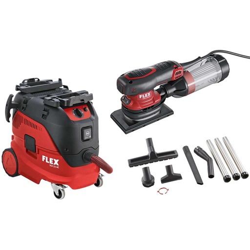 FLEX VCE 33 L AC-Set + OSE 2-80 EC | Vlakschuurmachine + veiligheidsstofzuiger 30 l, klasse L