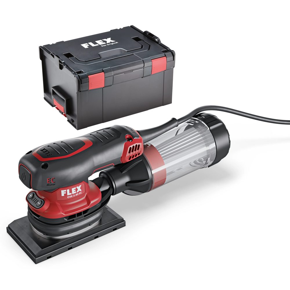 FLEX OSE 2-80 EC Set | Compacte vlakschuurmachine met toerentalregeling