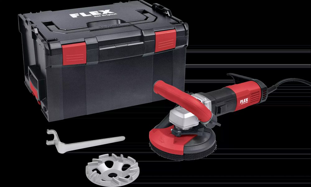 FLEX LDE 16-8 125 R, Kit TH-Jet | Betonschuurder met variabel toerental voor stofvrij schuren tot de rand, 125mm