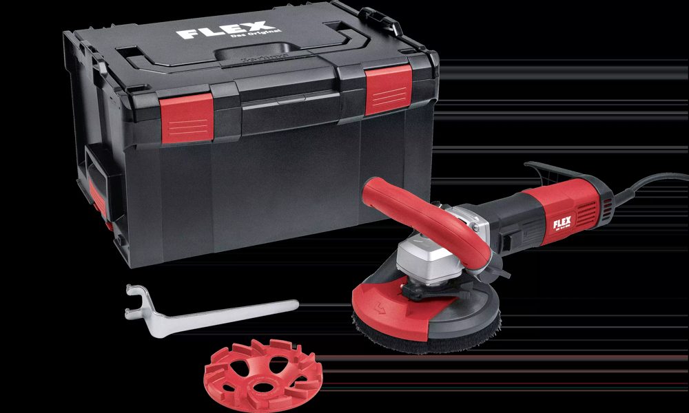 FLEX LDE 16-8 125 R, Kit E-Jet | Betonschuurder met variabel toerental voor stofvrij schuren tot de rand, 125mm