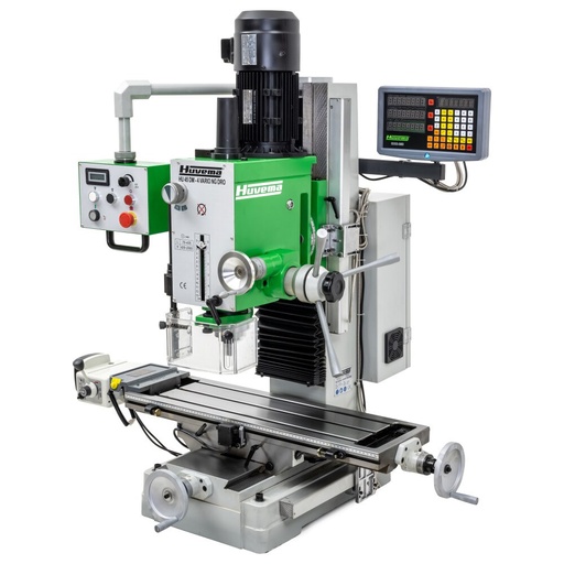 Huvema Tandwiel boorfreesmachine met digitale uitlezing, variabel toerental en automatische voeding op X as | HU 45 DM-4 VARIO NG DRO X-FEED