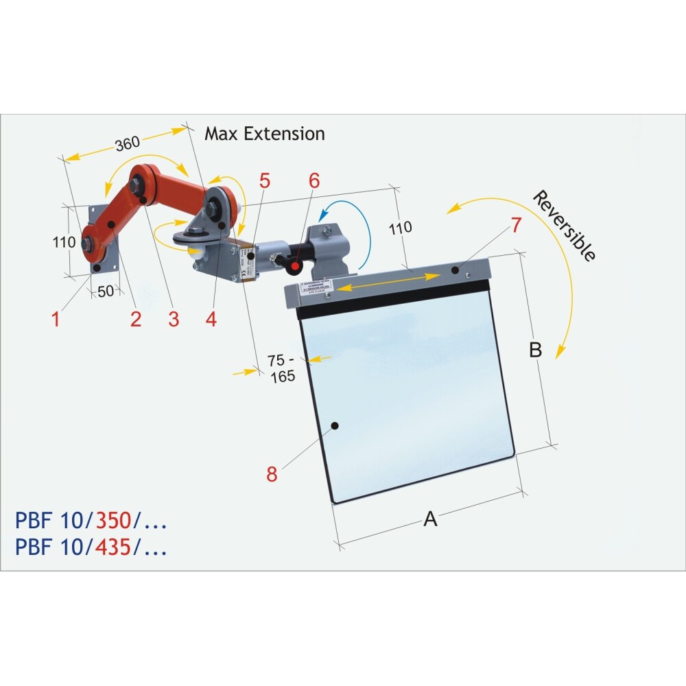 TECNOPIU Afscherming L 350 H 300 mm | PBF 10/350