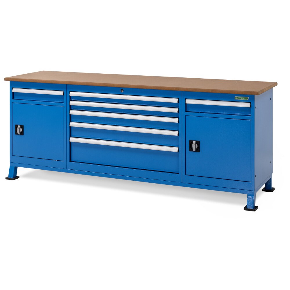 Huvema Werkbank 220 x 60 cm met MDF werkblad | BL 6D 1C 2200x600x850 WB