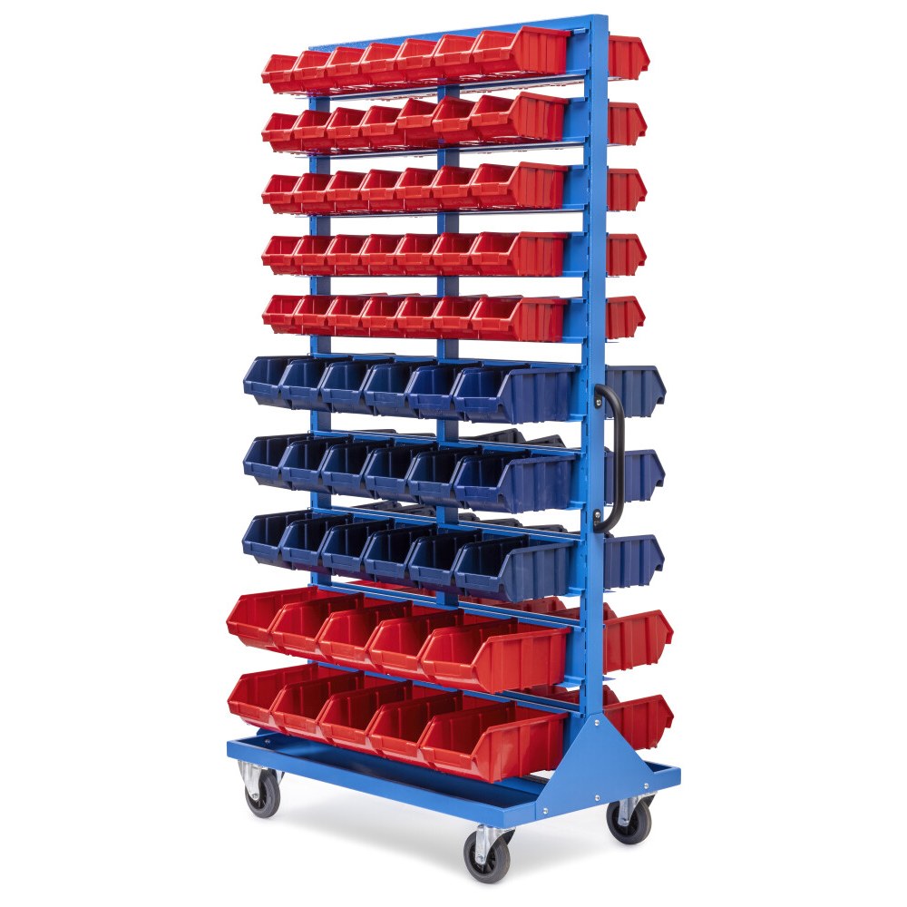 Huvema Tweezijdig rek met mix 126 stapelbakken | BL 1000x600x1800+160 TR