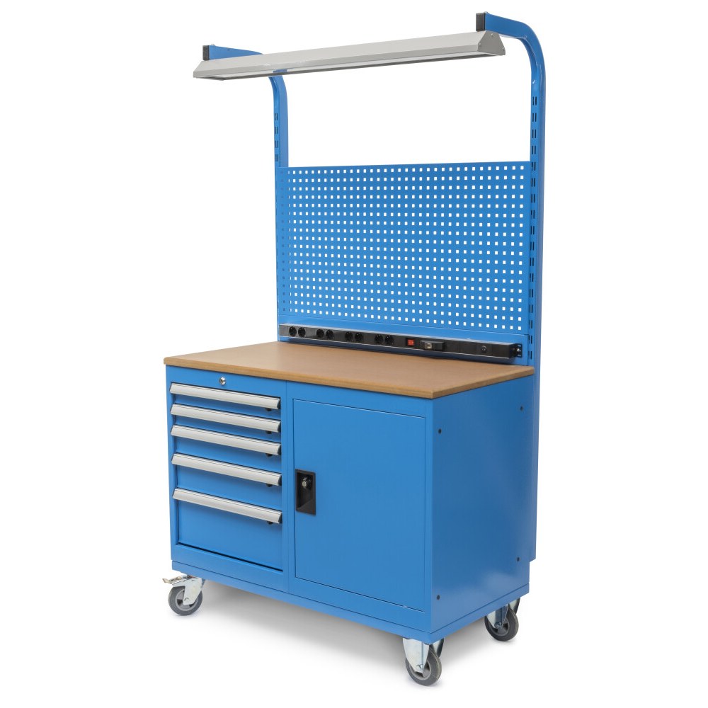 Huvema Mobiele werkbank met gereedschapswand | BL 5D 1120x570x1970 MWB