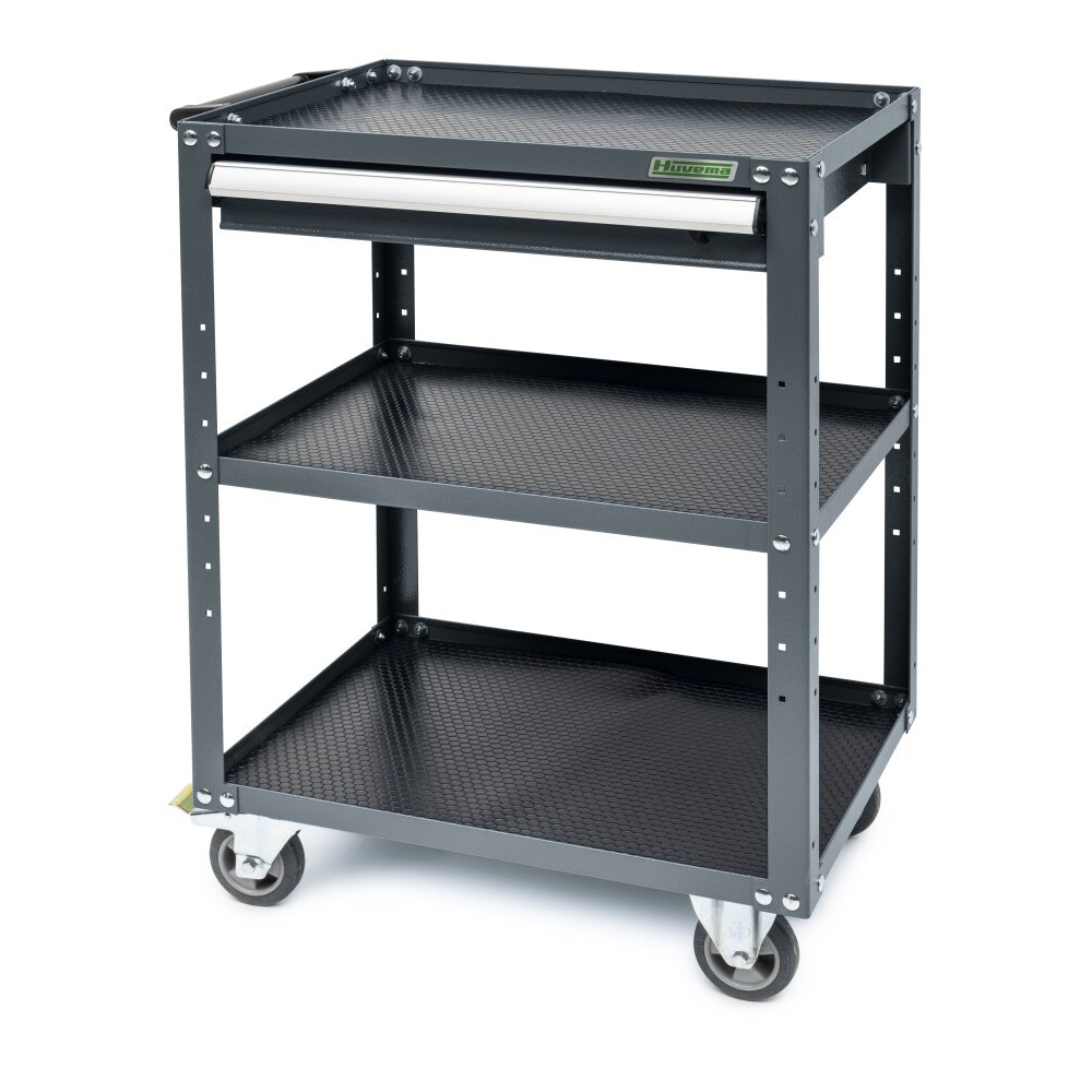 Huvema Mobiele werktafel met 3 plateaus en 1 lade | BL 1D 600x450x850 TR G