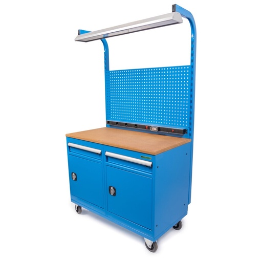 Huvema Mobiele werkbank met gereedschapswand met 2,5 cm MDF werkblad | BL 2C 1120x570x1970 MWB