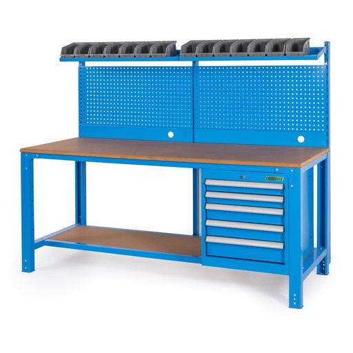 Huvema Werktafel met 5 laden, mdf werkblad, gereedschapswand én bakjes | BL 5D 2000x700x1580 WB