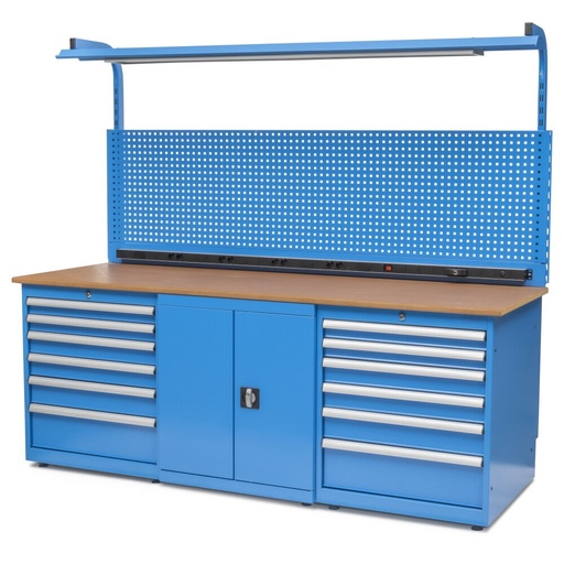 Huvema Werkbank 220 x 75 cm met MDF werkblad | BL 12D 1C 2200x750x1900 WB