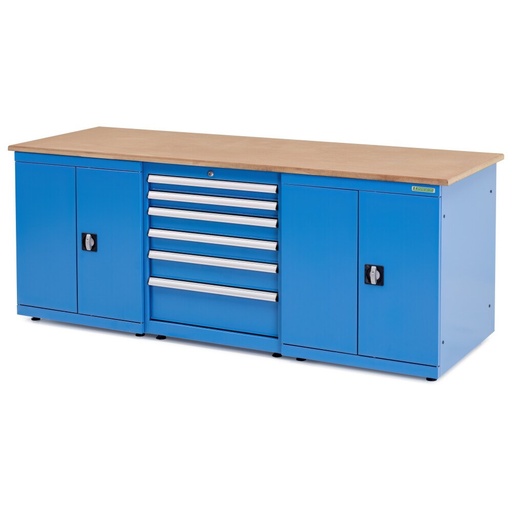 Huvema Werkbank 220 x 75 cm met MDF werkblad | BL 6D 1C 2200x750x850 WB