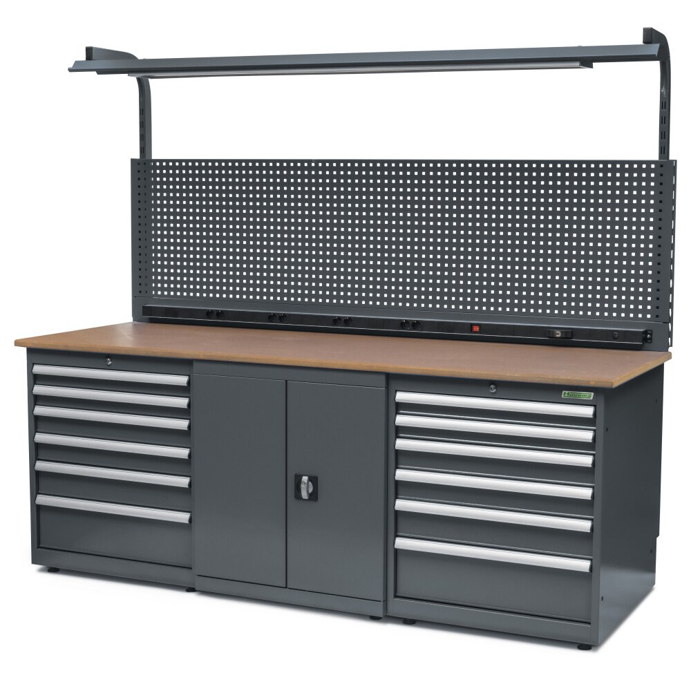 Huvema Werkbank 220 x 75 cm met MDF werkblad | BL 12D 1C 2200x750x1900 WB G