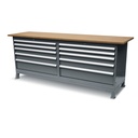 Huvema Werkbank 220 x 60 cm met MDF werkblad | BL 10D 2200x600x850 WB G