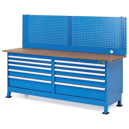 Huvema Werkbank 220 x 60 cm met MDF werkblad | BL 10D 2200x600x1500 WB