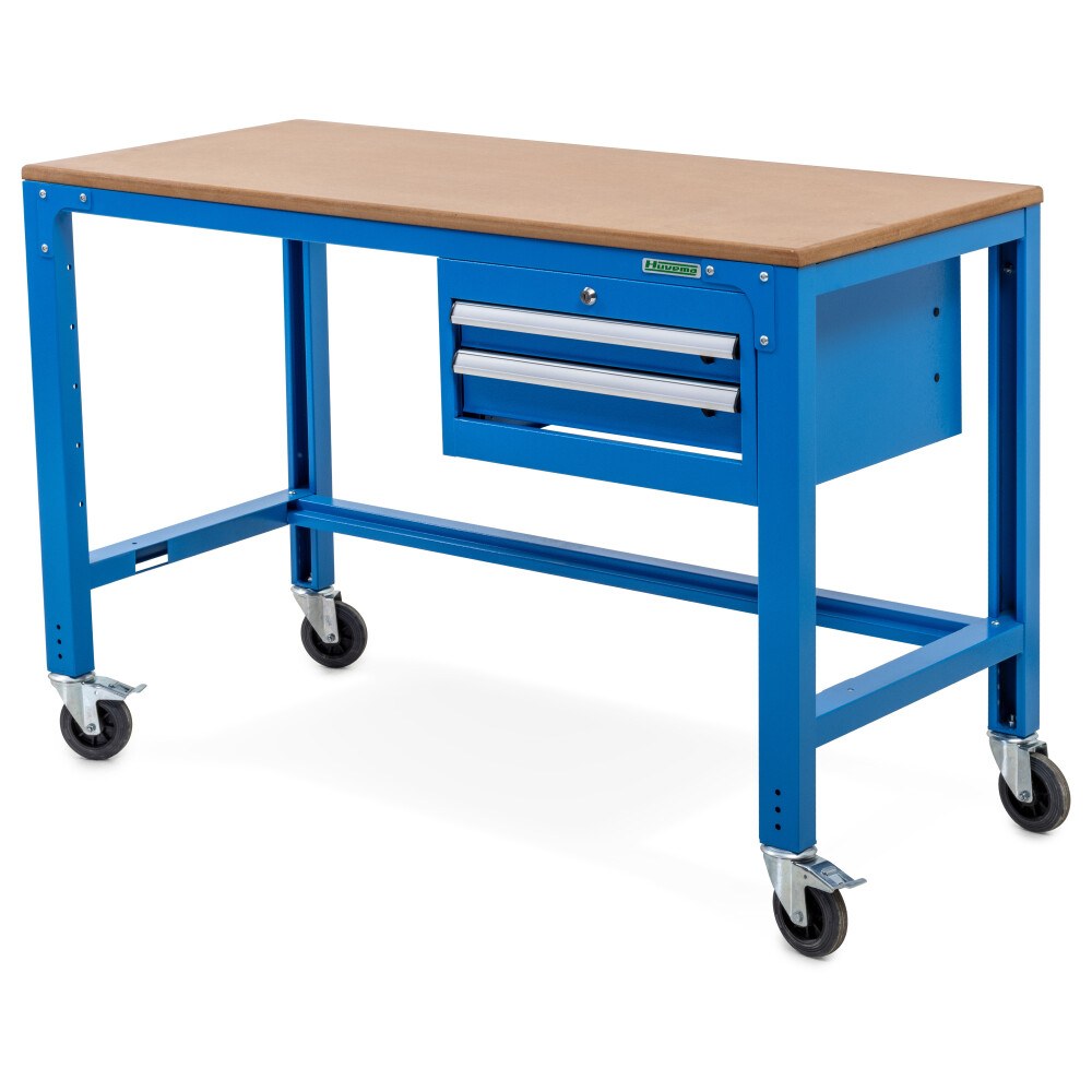 Huvema Werktafel op wielen 150 x 70 cm met MDF werkblad en 2 laden | BL 2D 1500x700x850 WB W