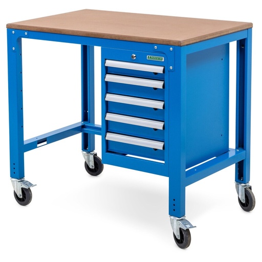 Huvema Werkbank 112 x 70 cm met MDF werkblad 5 laden op wielen | BL 5D 1120x700x850 WB W