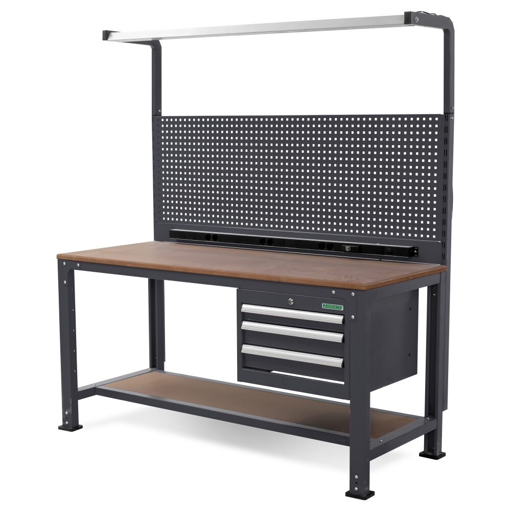 Huvema Werktafel 170 x 70 cm met TL-verlichting en MDF werkblad | BL 3D 1700x700x1900 WB G