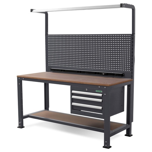 Huvema Werktafel 170 x 70 cm met TL-verlichting en MDF werkblad | BL 3D 1700x700x1900 WB G