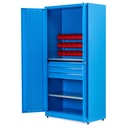 Huvema Materiaalkast met 2 planken, 3 laden, gereedschapsbord, 21 materiaalbakken (1000X500X2000 Mm) | BL 3D 1000x500x2030 MC