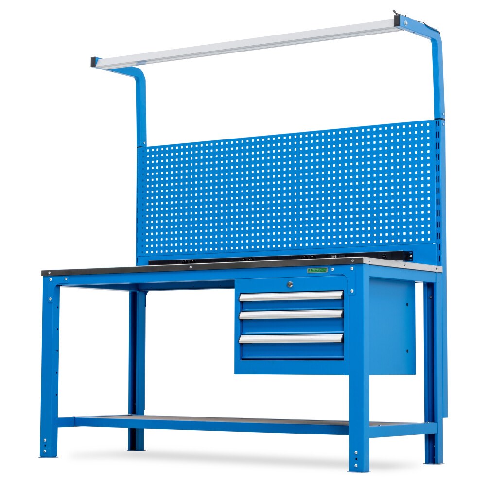 Huvema Werktafel 170 x 70 cm met TL-verlichting en RVS werkblad | BL 3D 1700x700x1900 WB RVS