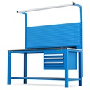 Huvema Werktafel 170 x 70 cm met TL-verlichting en RVS werkblad | BL 3D 1700x700x1900 WB RVS
