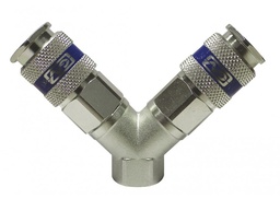 Contimac 2-weg persluchtverdeler met snelkoppelingen, 3/8"