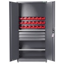 Huvema Materiaalkast met 2 planken, 3 lades, gereedschapsbord, 21 opbergbakken | BL 3D 1000X500X2000 MC G