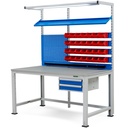Huvema ESD Werkbank met 2 laden, bord, en 28 bakken | BL ESD 2D 1700x900x2000 + 28 LB